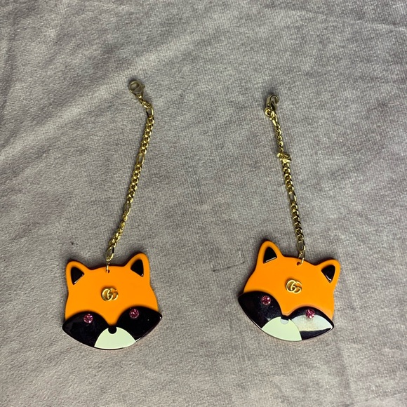 Gucci Accessories - Gucci Orange Black Fox/Raccoon Red Pink Rhinestone Gold Marmont GG Chain Charms